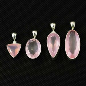 Rose Quartz Faceted Pendants, Various Shapes