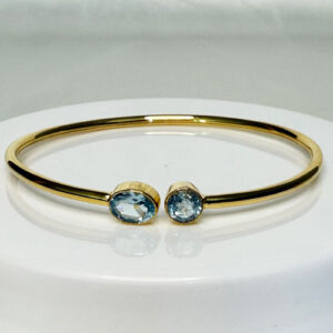 Aquamarine, Twister Bracelet, 18k Gold Vermeil
