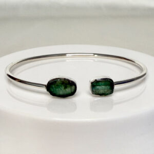 Emerald, Natural Cut, Twister Bracelets, Sterling Silver