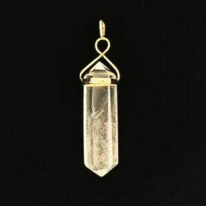 Home crystals quartz double term pendnat gold tone Pur Crystal Clear Quartz Double Terminated Point Pendants, Gold Tone Setting, 12-13.9g