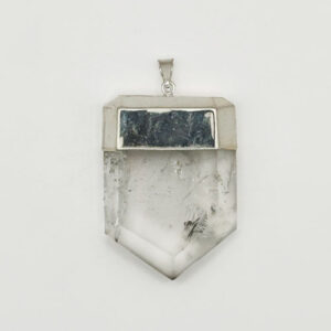Home crystals quartz shield pendants Pur Crystal Clear Quartz Shield Pendants, Silver Setting, 20-40g