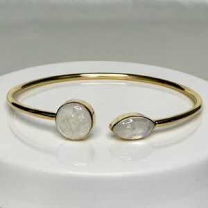 Rainbow Moonstone, Twister Bracelet, 18k Gold Vermeil
