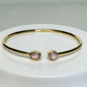 Quarts, Rose, Twister Bracelet, 18k Gold Vermeil