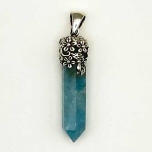 Home crystals aquamarine floral top pendant Pur Crystal Aquamarine, Pendant, Floral Top Setting, Silver