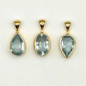 Aquamarine, Pendant, Faceted Edge Transparent Gemstone, Assorted Shapes, All Natural, EXSmall1-1.99g
