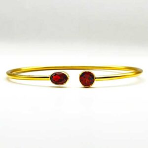 Home crystals garnet red twister bracelet Pur Crystal Red Garnet, Faceted, Twister Bracelet, 18k Gold Vermeil