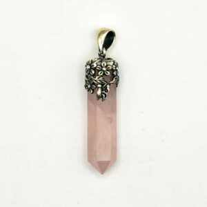 Home crystals quartz rose pendant Pur Crystal Rose Quartz, Pendants, Floral Top Setting, Silver