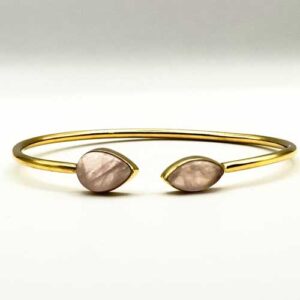 Home crystals quartz rose twister bracelet gold Pur Crystal Rose Quartz, Polished, Twister Bracelet, 18k Gold Vermeil