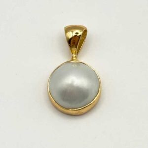 Pearl, Pendant, Gold Plated Setting, Circle, Medium, 1-1.49g