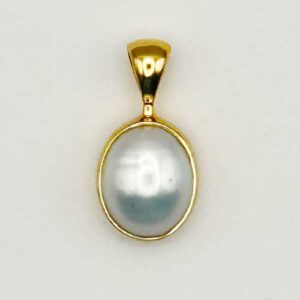 Pearl, Pendant, Gold Plated Setting, Oval, Medium, 1 - 1.49g