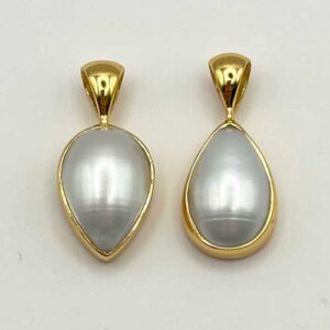 Pearl, Pendant, Gold Plated Setting, Teardrop, Medium 1 - 1.49g