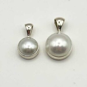Pearl, Pendant, Silver Setting, Circles