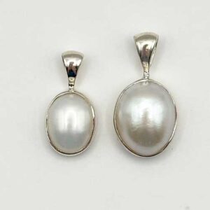 Pearl, Pendant, Silver Setting, Ovals