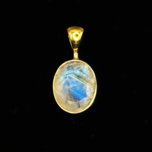 Home crystals rainbow moonstone gold oval Pur Crystal Rainbow Moonstone, Faceted Pendant, Gold Plated, Ovals, Small